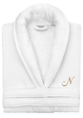 Linum Home Textiles Personalized Unisex Anovia Velour Bathrobe, L/XL