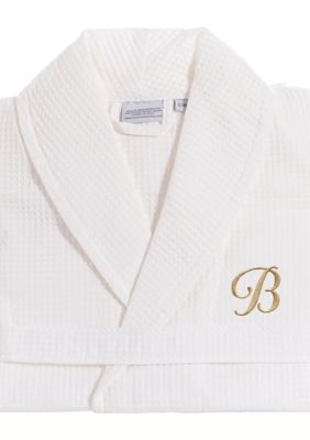 Linum Home Textiles Personalized Unisex Waffle Weave Bathrobe, L/XL