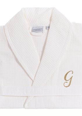 Linum Home Textiles Personalized Unisex Waffle Weave Bathrobe, S/M