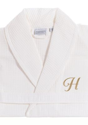 Linum Home Textiles Personalized Unisex Waffle Weave Bathrobe, L/XL