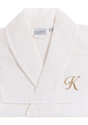 Linum Home Textiles Personalized Unisex Waffle Weave Bathrobe, L/XL