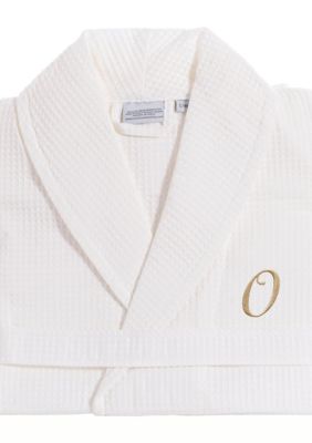 Linum Home Textiles Personalized Unisex Waffle Weave Bathrobe, S/M