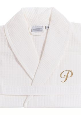 Linum Home Textiles Personalized Unisex Waffle Weave Bathrobe, S/M
