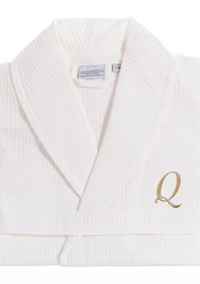 Linum Home Textiles Personalized Unisex Waffle Weave Bathrobe, S/M
