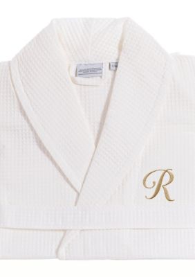 Linum Home Textiles Personalized Unisex Waffle Weave Bathrobe, S/M