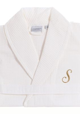 Linum Home Textiles Personalized Unisex Waffle Weave Bathrobe, S/M