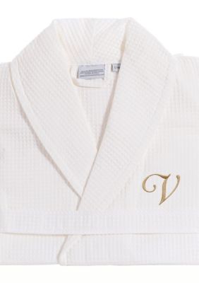 Linum Home Textiles Personalized Unisex Waffle Weave Bathrobe, L/XL