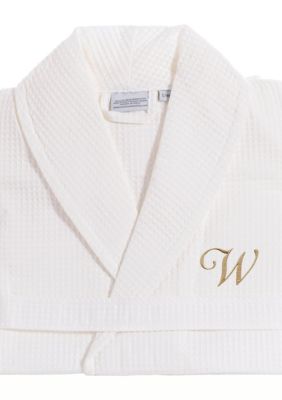 Linum Home Textiles Personalized Unisex Waffle Weave Bathrobe, S/M