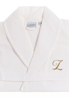 Linum Home Textiles Personalized Unisex Waffle Weave Bathrobe, S/M
