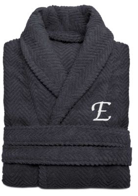 Linum Home Textiles Personalized Unisex Herringbone Bathrobe, L/XL