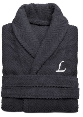 Linum Home Textiles Personalized Unisex Herringbone Bathrobe, L/XL
