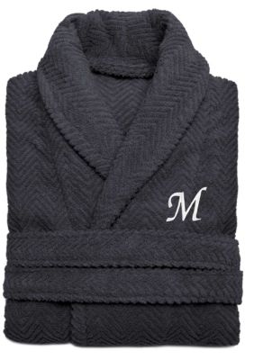 Linum Home Textiles Personalized Unisex Herringbone Bathrobe, L/XL