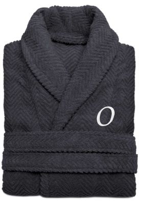 Linum Home Textiles Personalized Unisex Herringbone Bathrobe, L/XL