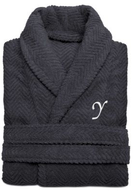 Linum Home Textiles Personalized Unisex Herringbone Bathrobe, S/M