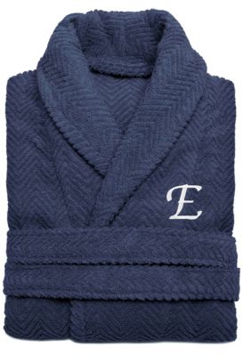 Linum Home Textiles Personalized Unisex Herringbone Bathrobe, S/M