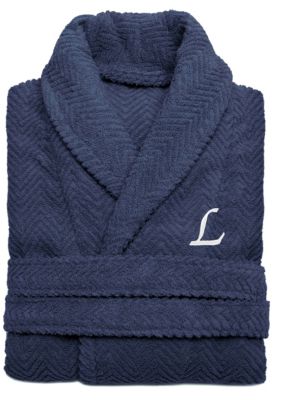 Linum Home Textiles Personalized Unisex Herringbone Bathrobe, S/M