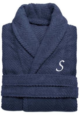 Linum Home Textiles Personalized Unisex Herringbone Bathrobe, L/XL