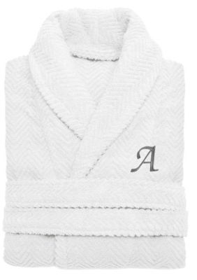 Linum Home Textiles Personalized Unisex Herringbone Bathrobe, S/M