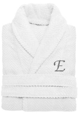 Linum Home Textiles Personalized Unisex Herringbone Bathrobe, L/XL