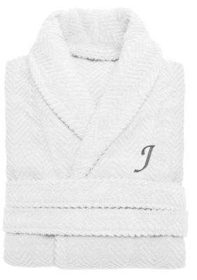 Linum Home Textiles Personalized Unisex Herringbone Bathrobe, L/XL