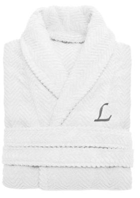 Linum Home Textiles Personalized Unisex Herringbone Bathrobe, S/M
