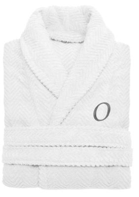 Linum Home Textiles Personalized Unisex Herringbone Bathrobe, L/XL