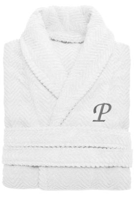 Linum Home Textiles Personalized Unisex Herringbone Bathrobe, S/M