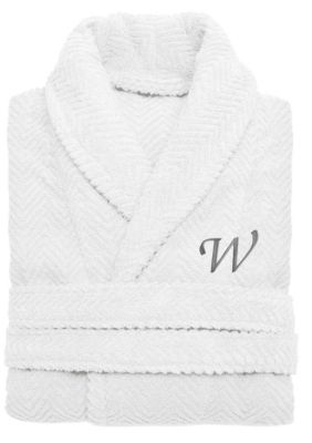 Linum Home Textiles Personalized Unisex Herringbone Bathrobe, S/M