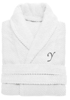 Linum Home Textiles Personalized Unisex Herringbone Bathrobe, L/XL