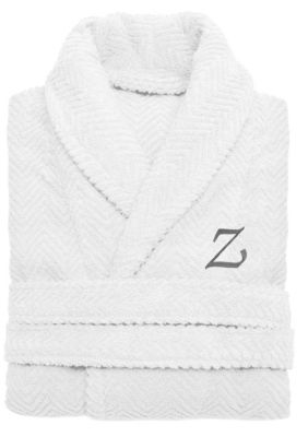 Linum Home Textiles Personalized Unisex Herringbone Bathrobe, S/M