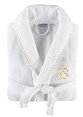 Linum Home Textiles Personalized Unisex Waffle Terry Bathrobe, S/M