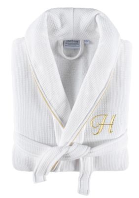 Linum Home Textiles Personalized Unisex Waffle Terry Bathrobe, L/XL