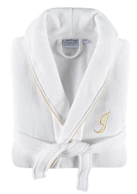 Linum Home Textiles Personalized Unisex Waffle Terry Bathrobe, S/M