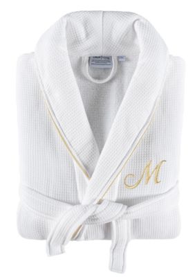 Linum Home Textiles Personalized Unisex Waffle Terry Bathrobe, L/XL