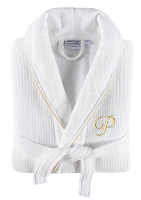 Linum Home Textiles Personalized Unisex Waffle Terry Bathrobe, S/M
