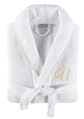 Linum Home Textiles Personalized Unisex Waffle Terry Bathrobe, L/XL