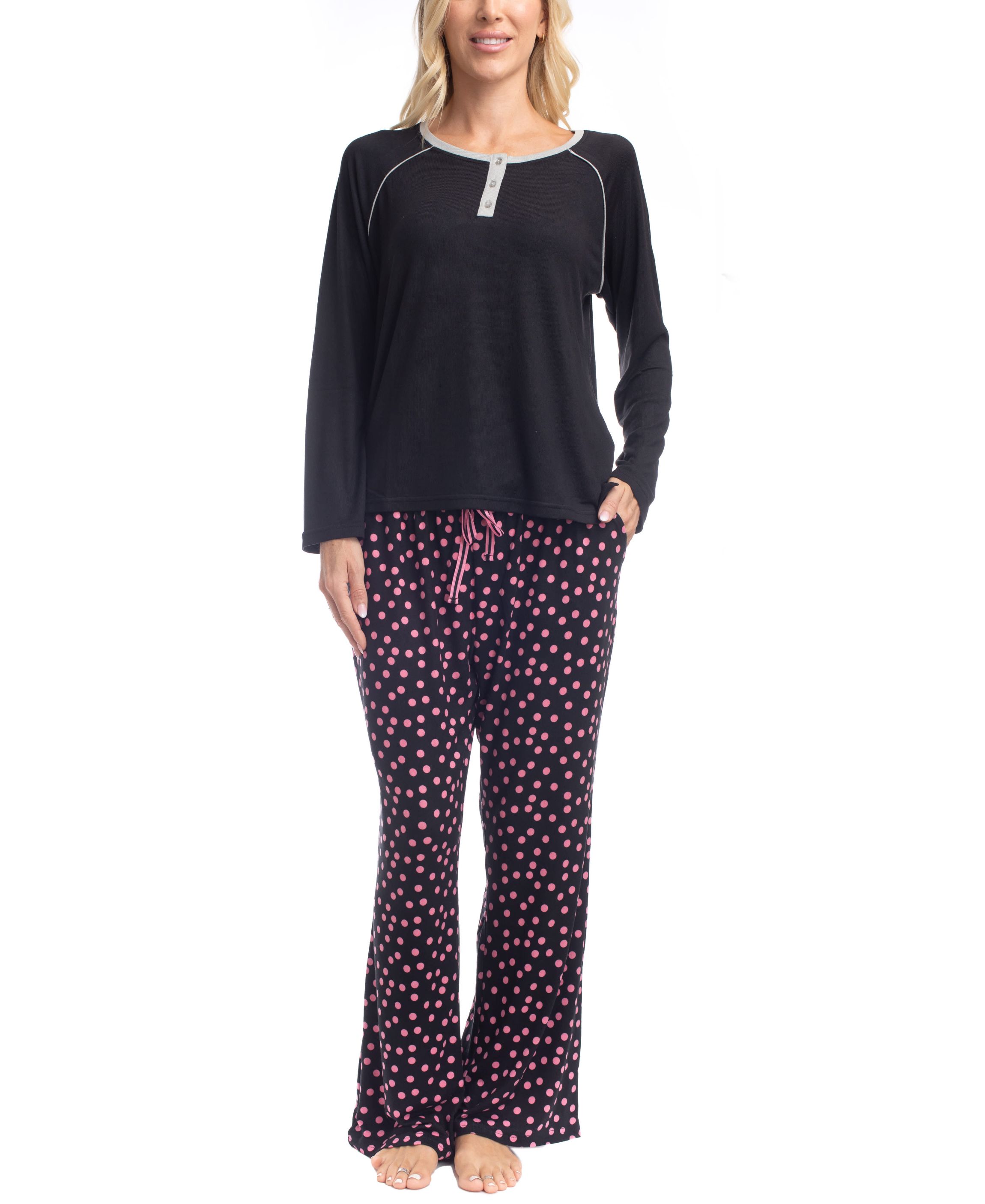 Goodnight Kiss Cherry & Merry Henley PJ Set