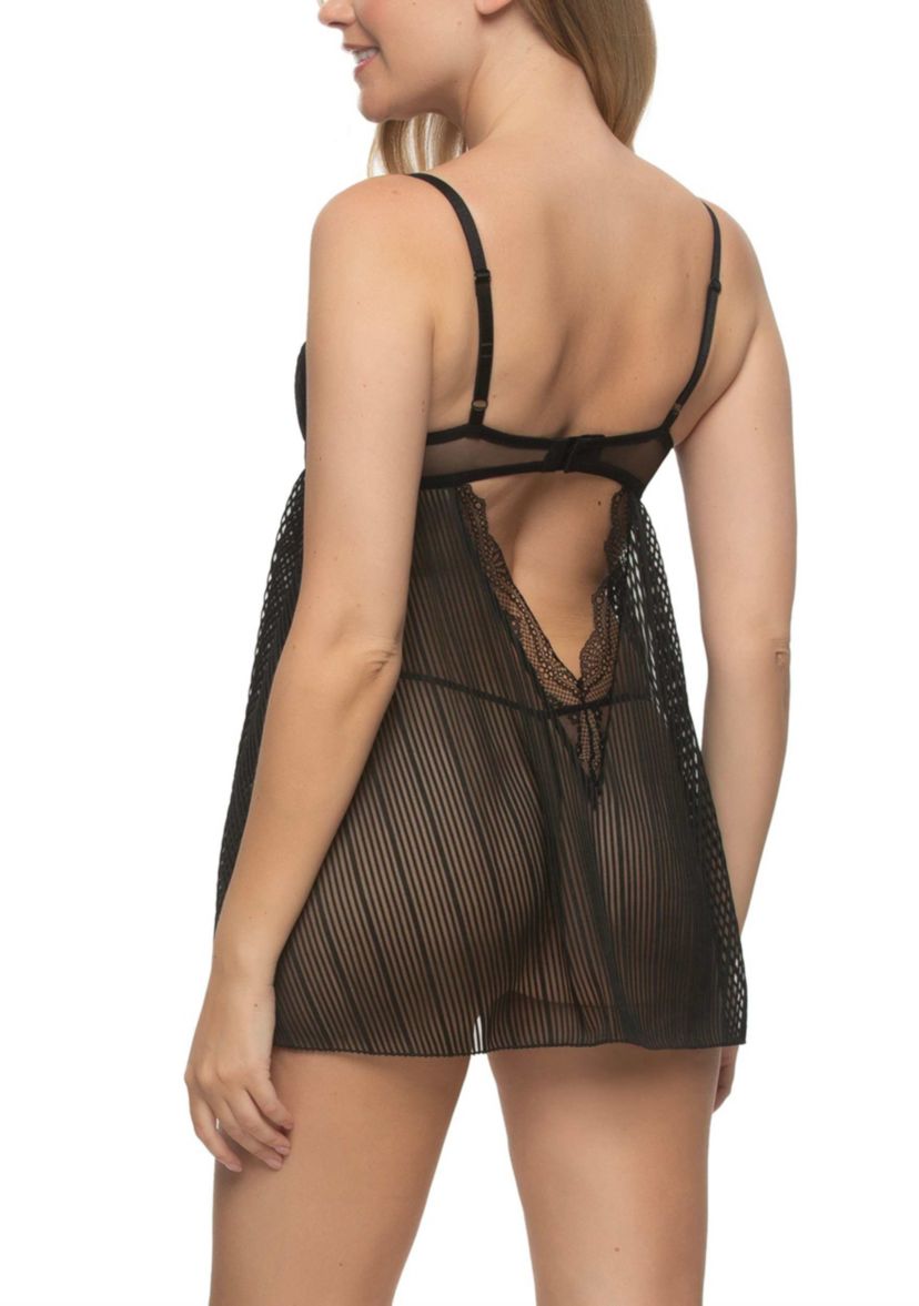 Doyenne Mesh Stripe Babydoll Set