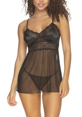 Heat Satin & Lace Babydoll set