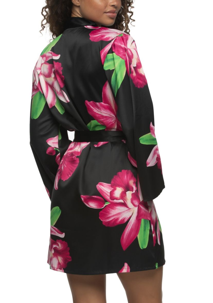Adrienne Printed Satin Kimono