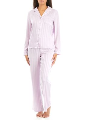 DKNY Women's Notch Collar 2-Piece Long Sleeve & Pant Pajama Set 