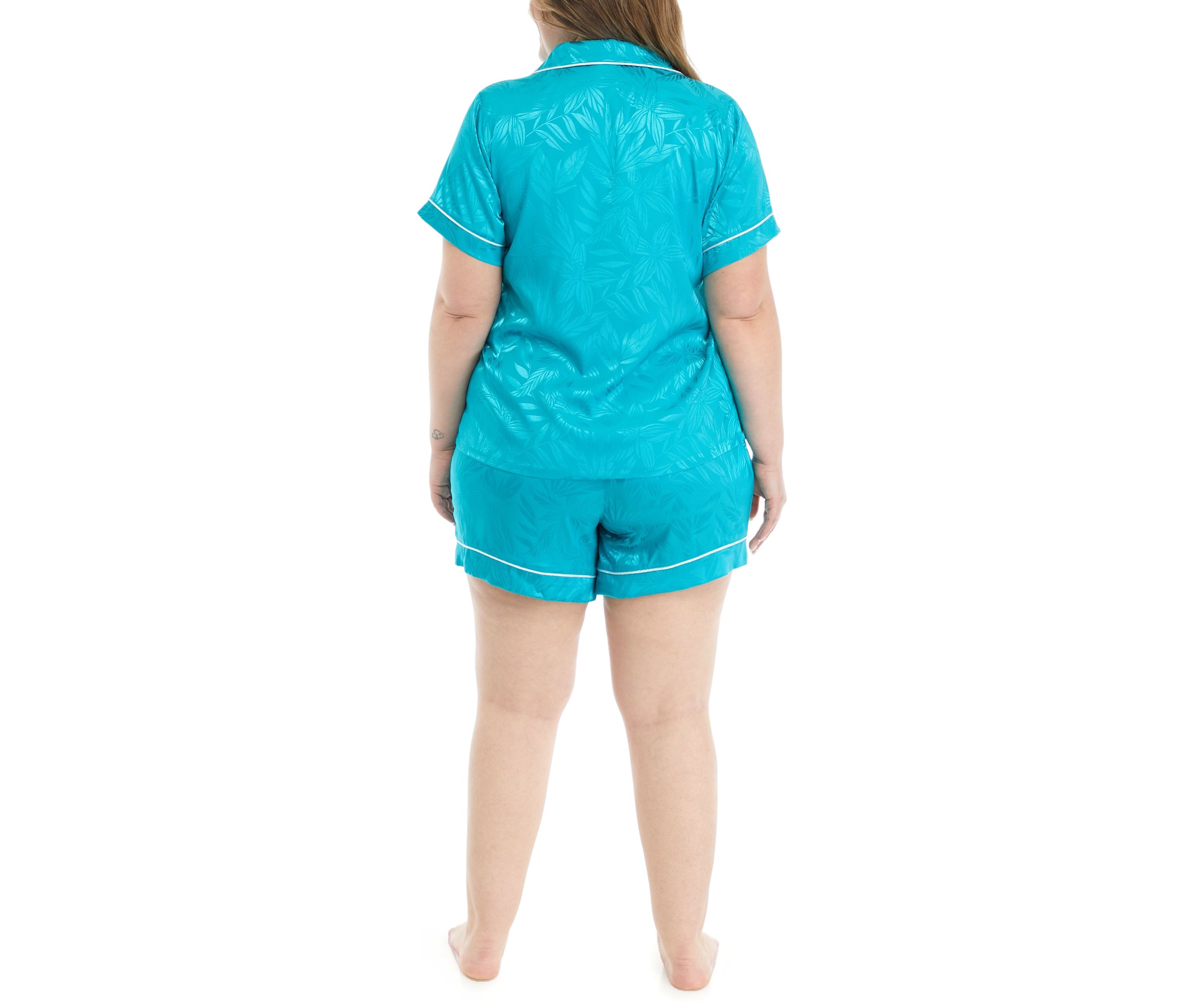Plus Size Satin Jacquard Short Set 