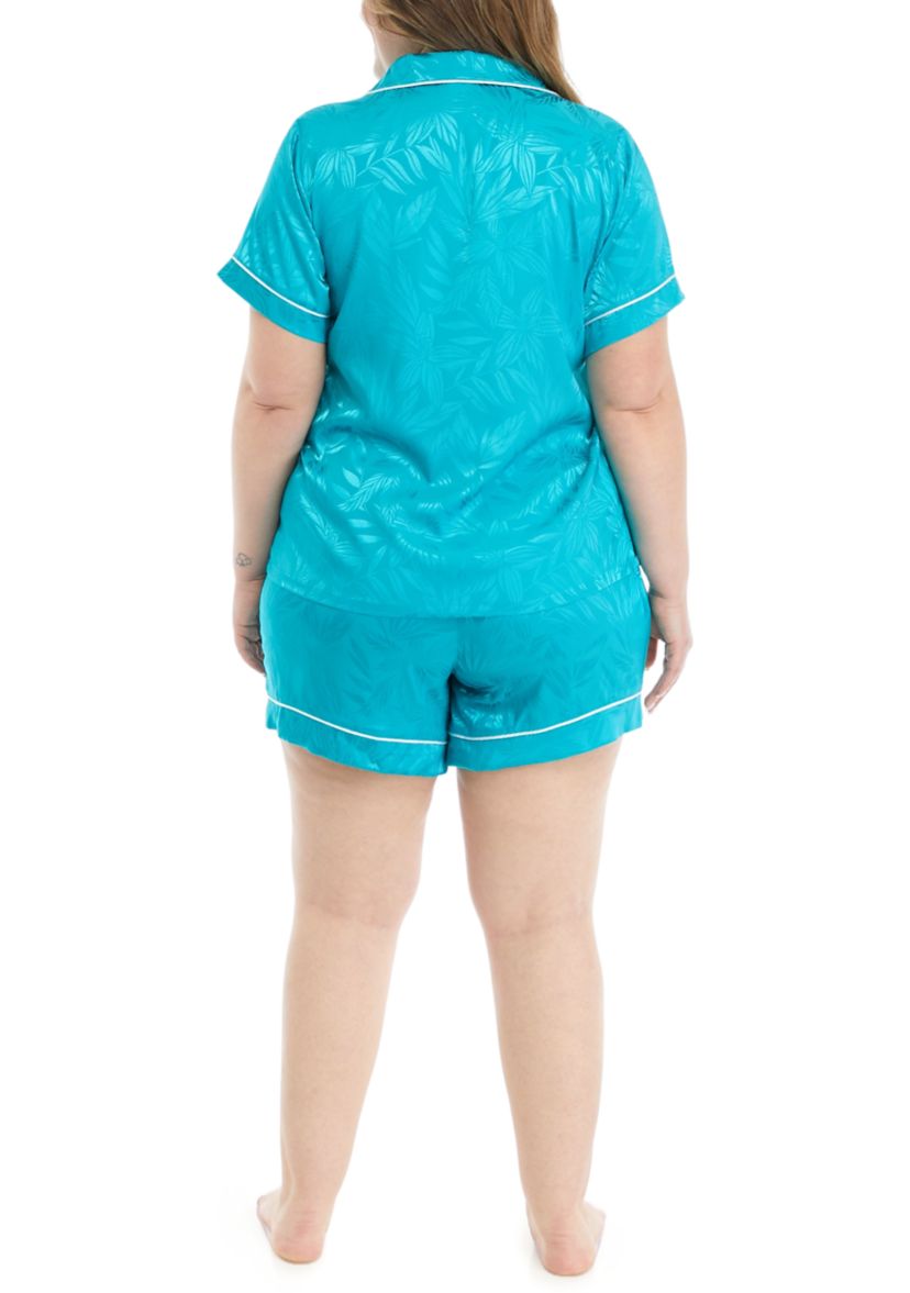 Plus Size Satin Jacquard Short Set 