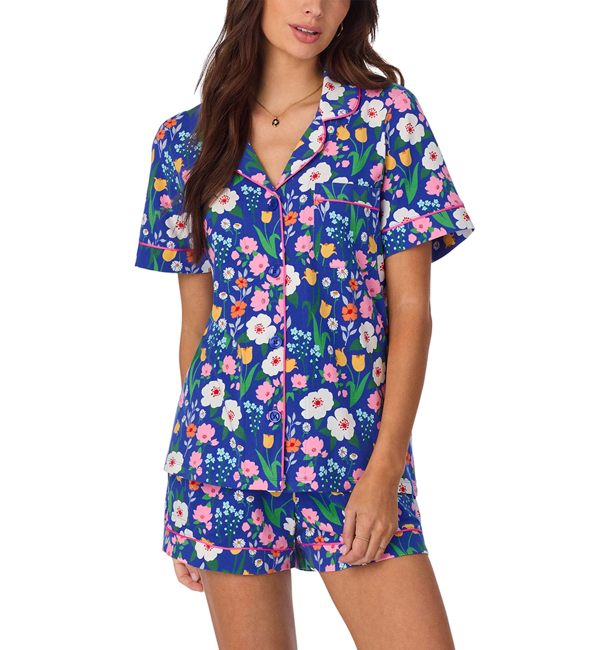 Cotton Knit Short Sleeve Boxer Pajama Set
