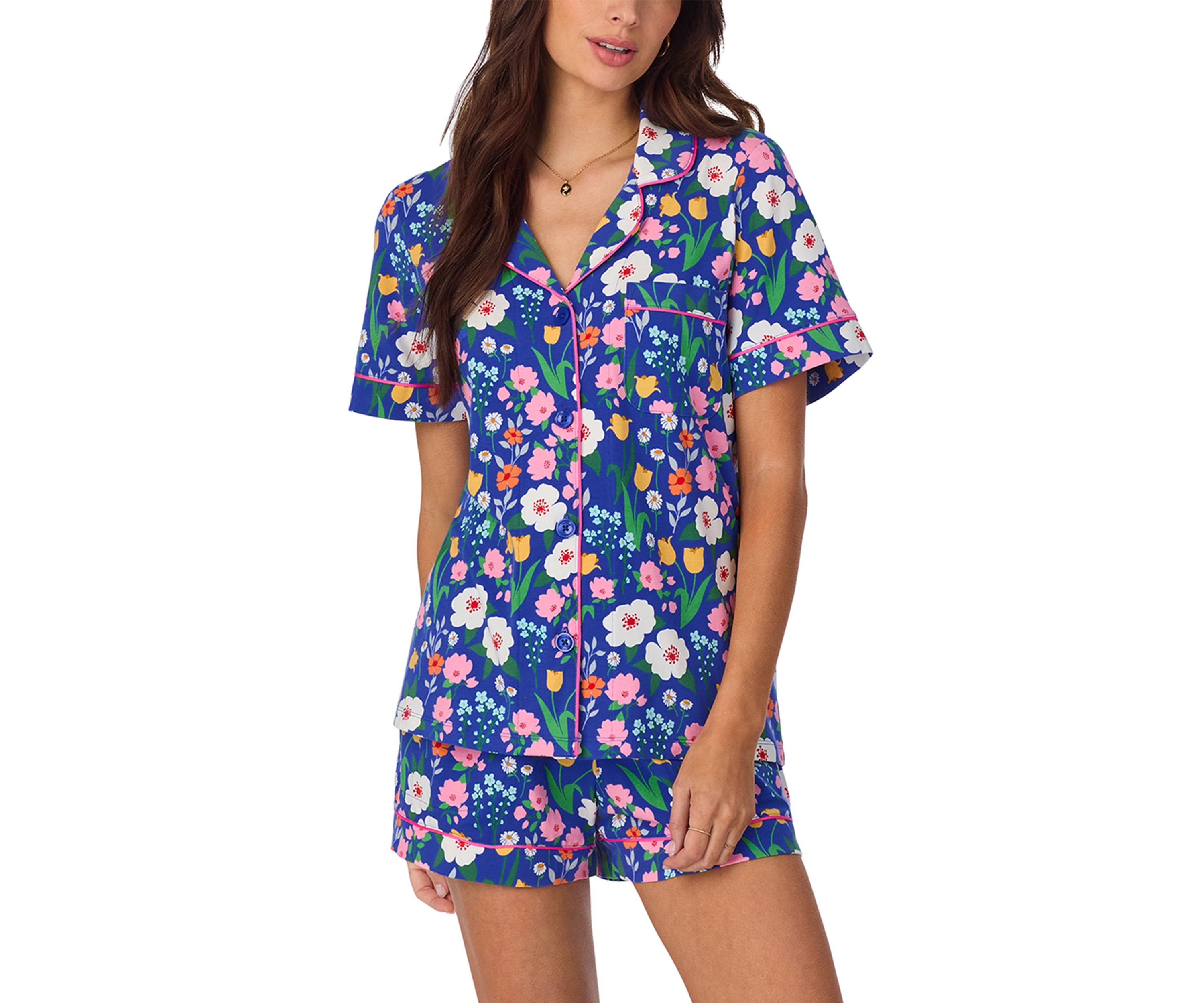 Cotton Knit Short Sleeve Boxer Pajama Set