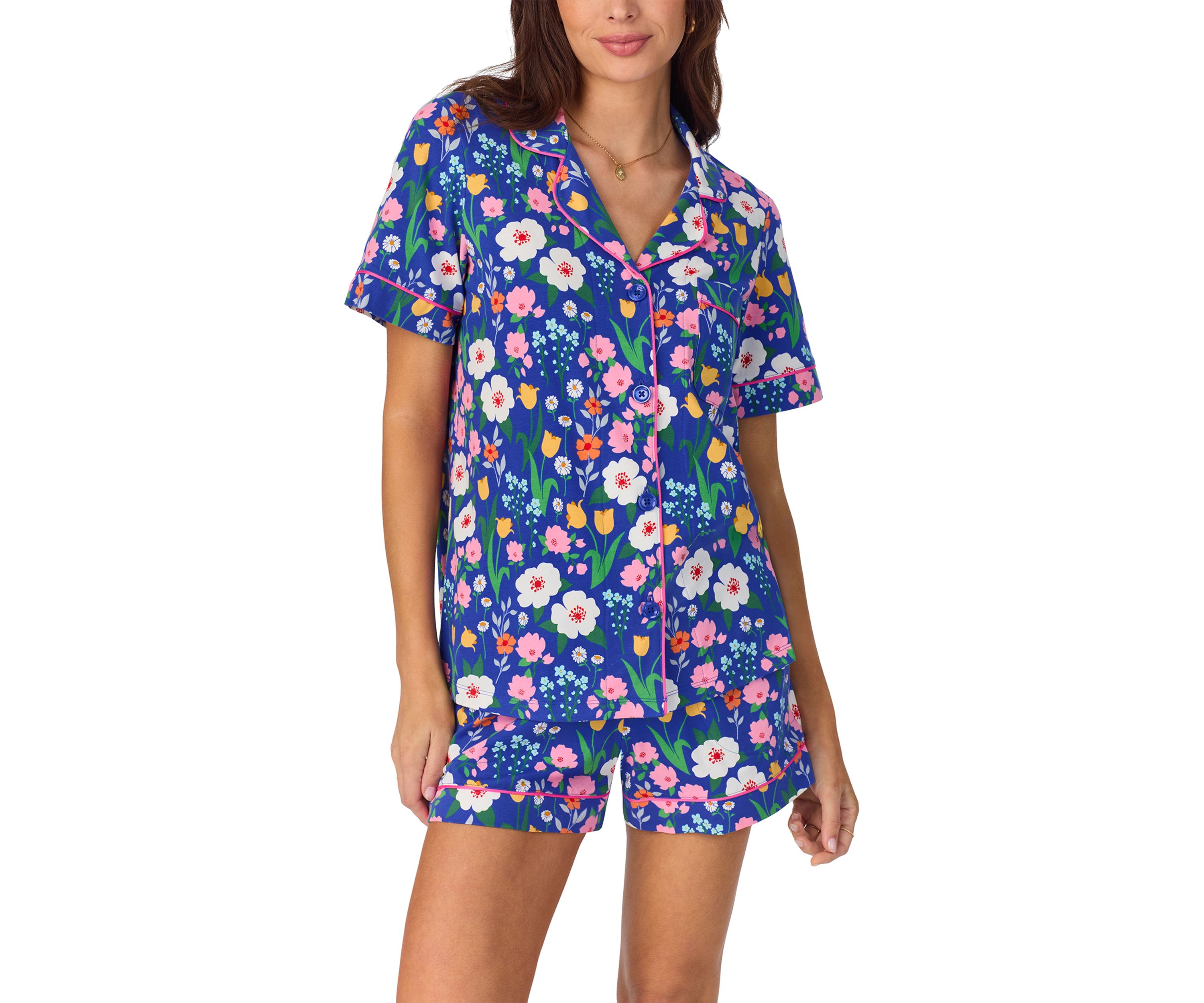 Cotton Knit Short Sleeve Boxer Pajama Set