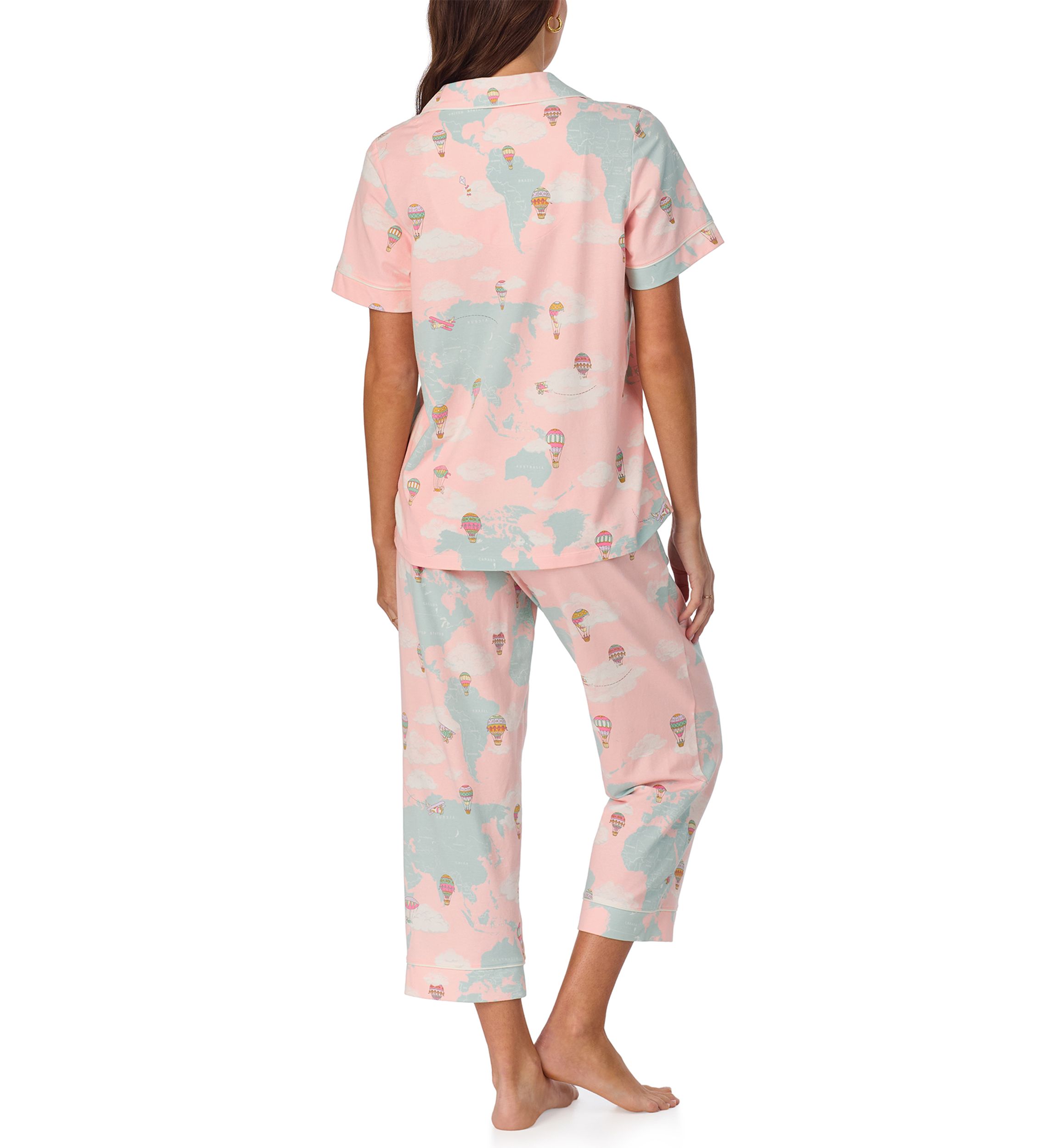 Cotton Knit Short Sleeve Cropped Pajama Set