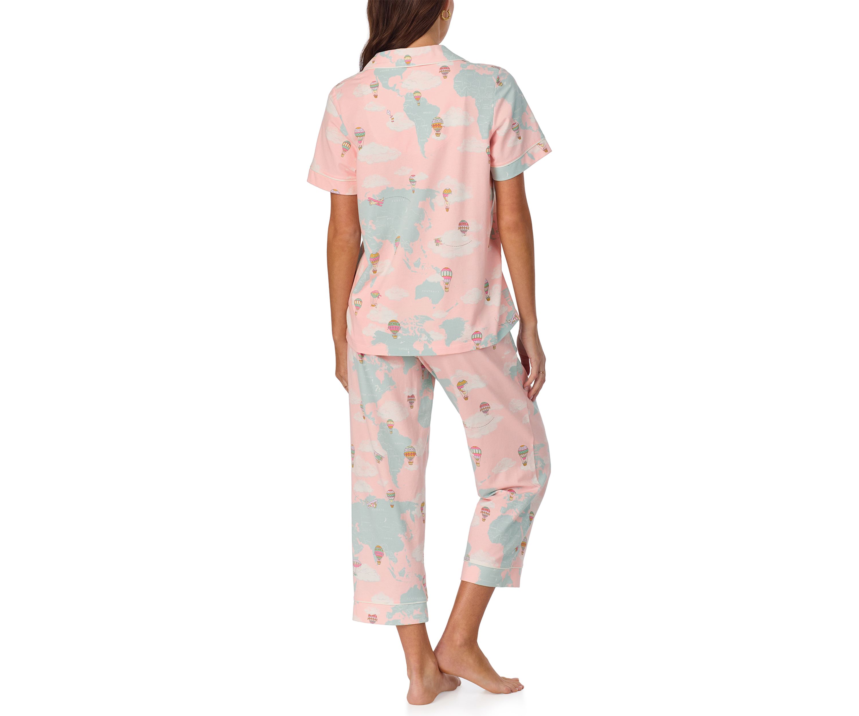 Cotton Knit Short Sleeve Cropped Pajama Set