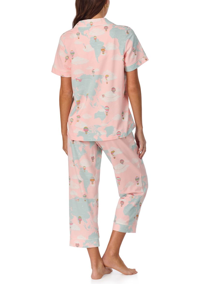 Cotton Knit Short Sleeve Cropped Pajama Set