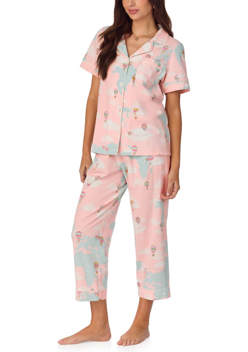 Cotton Knit Short Sleeve Cropped Pajama Set